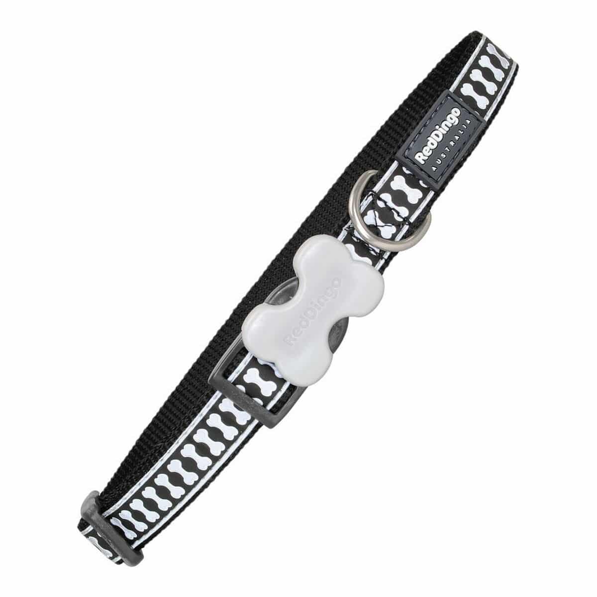 Dog collar Red Dingo Reflective Bones Black (1