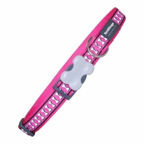 Dog collar Red Dingo Bone Reflective Fuchsia (1 Dog collar Red Dingo Bone Reflective Fuchsia (1