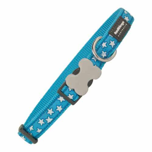 Dog collar Red Dingo Style Turquoise Stars (2 Dog collar Red Dingo Style Turquoise Stars (2