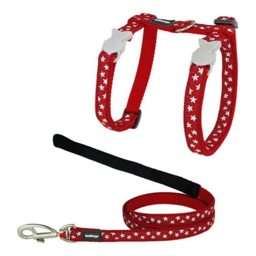 Cat Harness Red Dingo Style Red Star White Strap Cat Harness Red Dingo Style Red Star White Strap