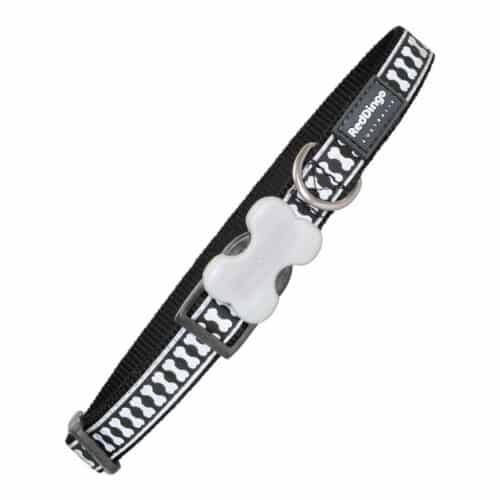 Dog collar Red Dingo Reflective Bones Black (1 Dog collar Red Dingo Reflective Bones Black (1