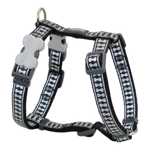 Dog Harness Red Dingo Bone Reflective 30-48 cm Black Dog Harness Red Dingo Bone Reflective 30-48 cm Black