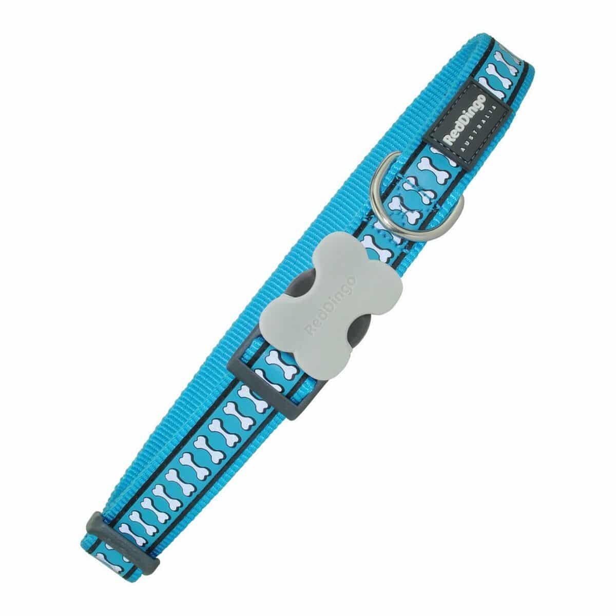 Dog collar Red Dingo Reflective Bones Turquoise (1