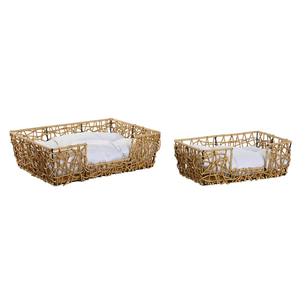 Pet bed Home ESPRIT White Natural synthetic rattan 60 x 58 x 58 cm