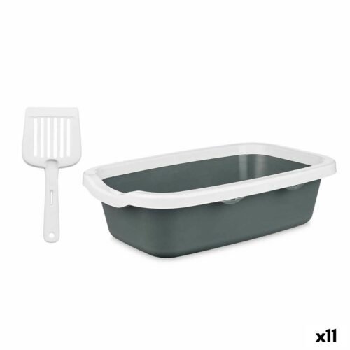 Cat Litter Box White Anthracite Plastic 25 x 11 x 2 cm (11 Units) Cat Litter Box White Anthracite Plastic 25 x 11 x 2 cm (11 Units)