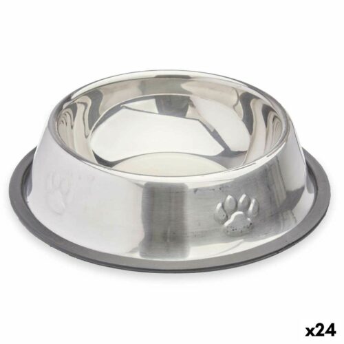 Dog Feeder Silver Grey Rubber Metal 35 x 0 Dog Feeder Silver Grey Rubber Metal 35 x 0